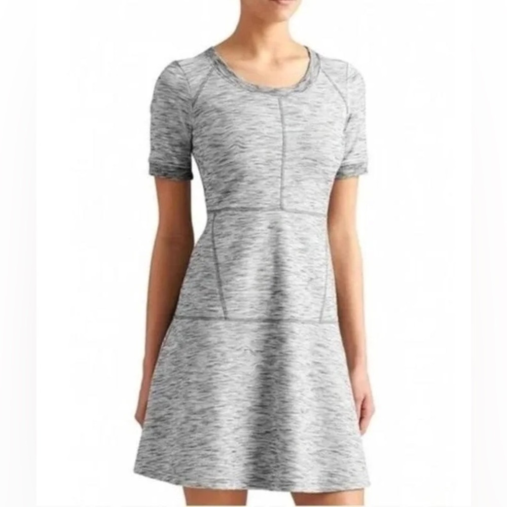 Athleta En Route Space Dye Gray Fit & Flare Casual Dress Size XS tall